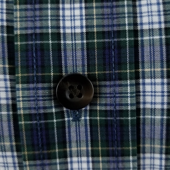 LL BEAN Mens Blue Green Plaid Cotton Sz Medium - Picture 3 of 8